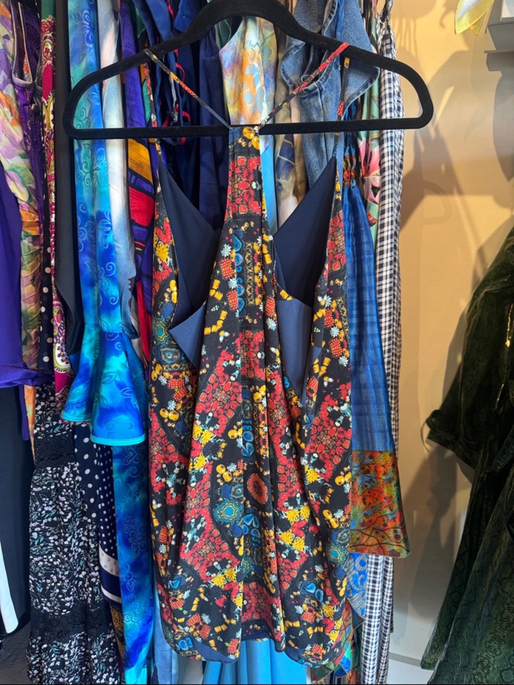 Alice + Olivia Blue Floral Kaleidescope Patchwork Slip Dress - Picture 6 of 7